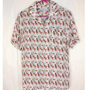 Jacques Coco white goldfish button up shirt Size XS Novelty Camp Retro Classic